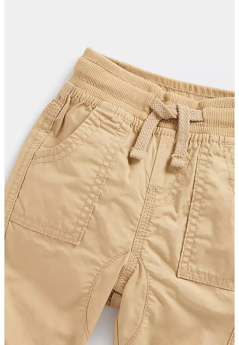 Tan Poplin Roll-Up Trousers