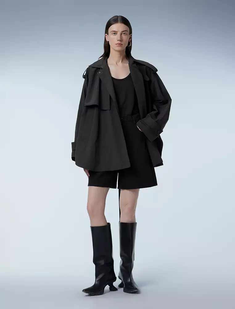 宽松长袖短款风衣