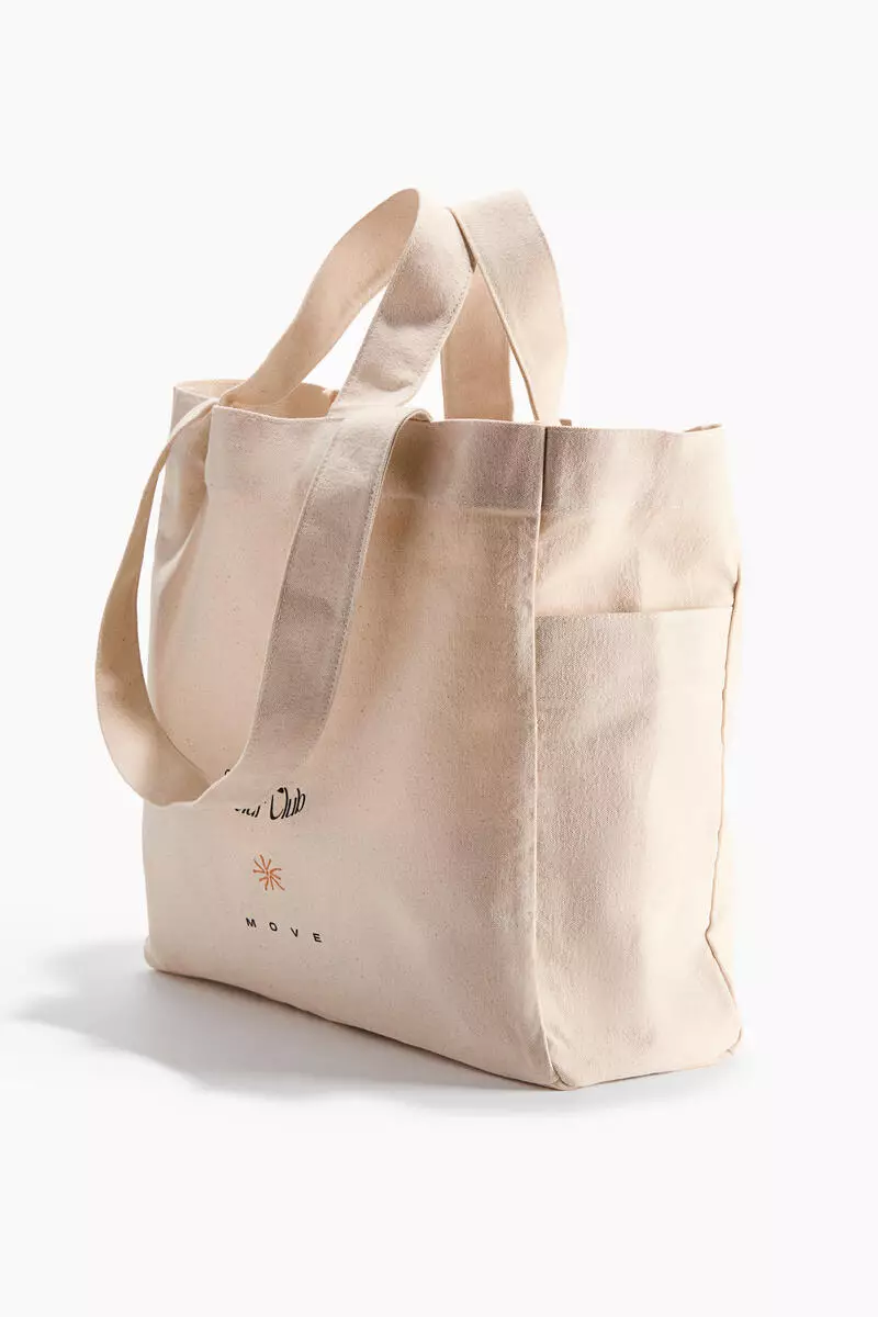 Large printed canvas tote bag