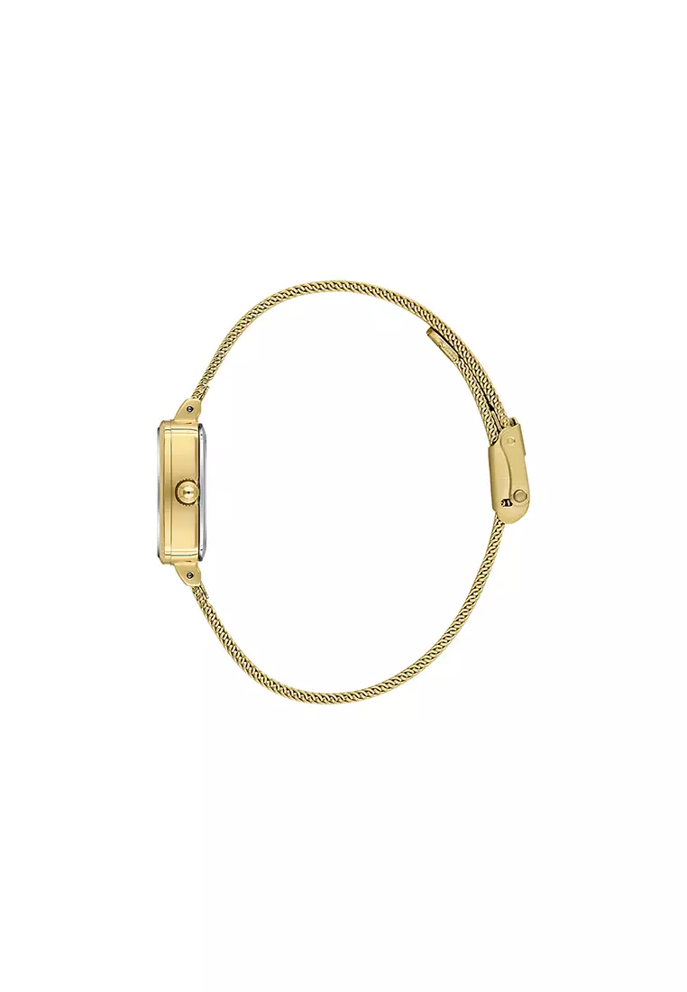 Women Analog Gold Adjustable Mesh Tank Watch DK.1.14309-5