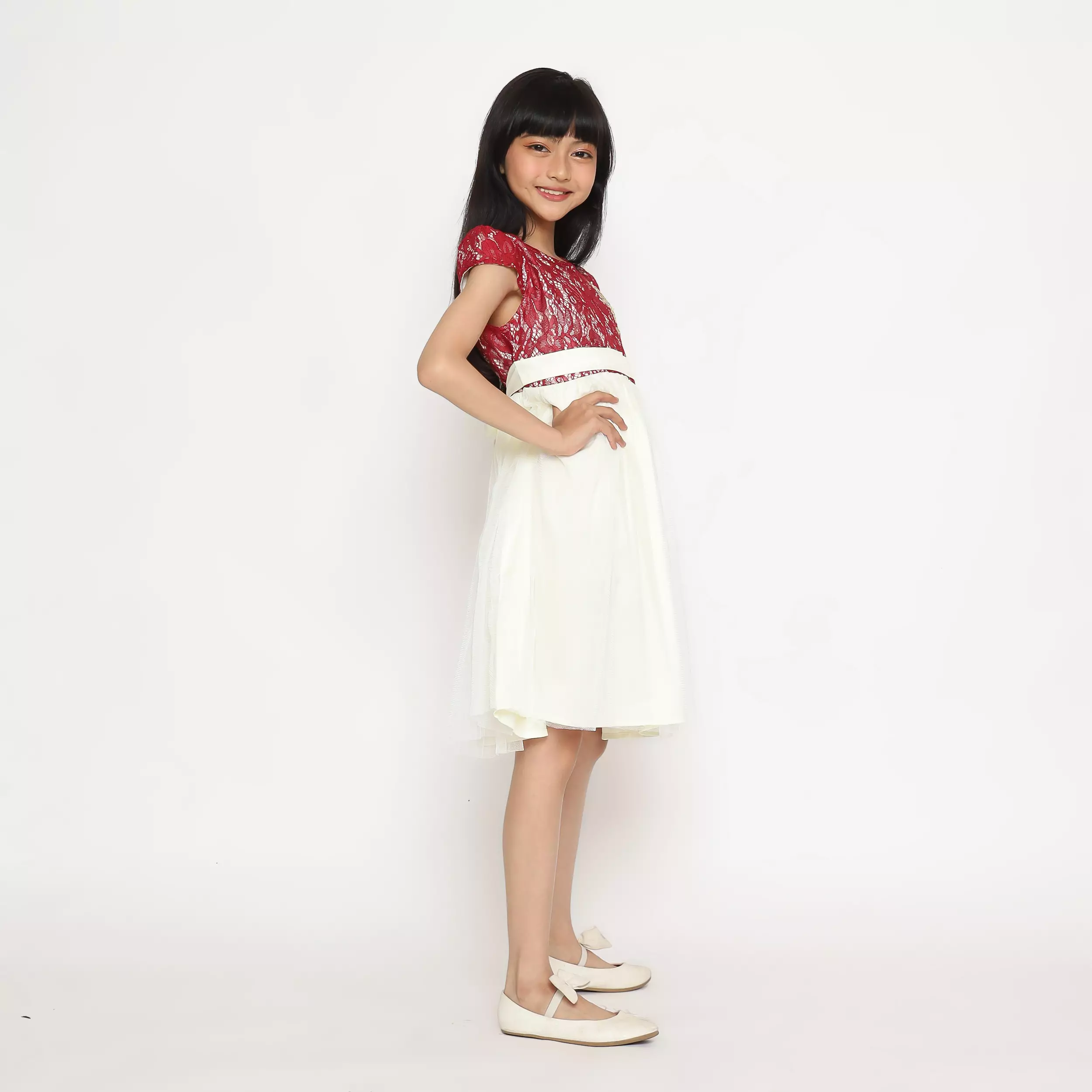 Dress Anak Perempuan Brokat Tile Red - CUTE