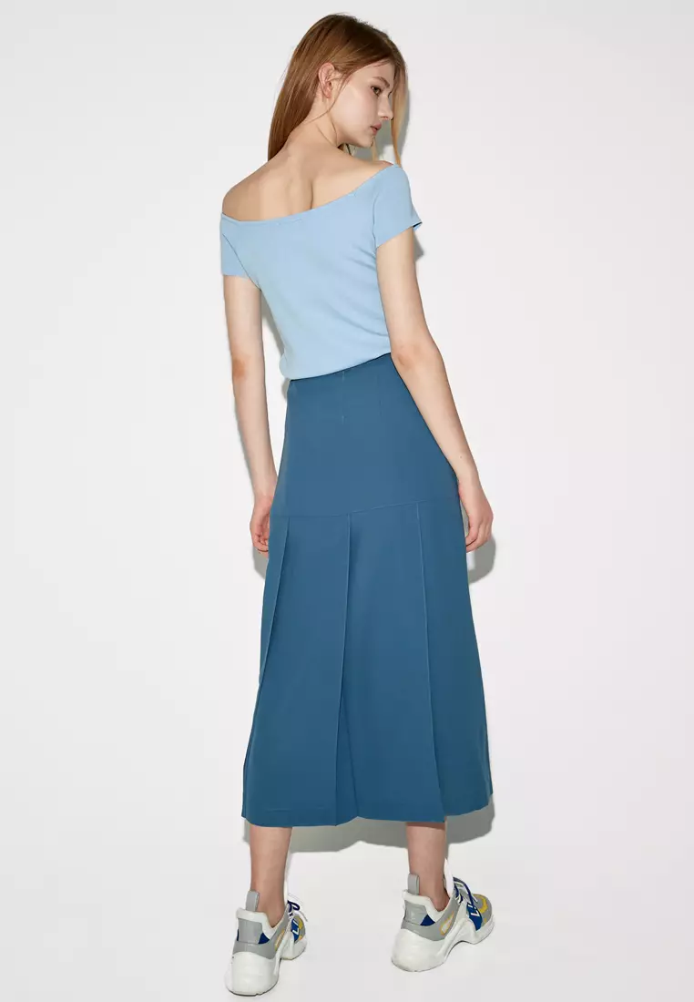 Box Pleats Midi Skirt