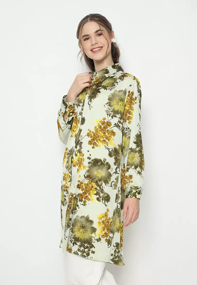 Floral Long Sleeve In Green By Brilliant Girl Warna HIJAU