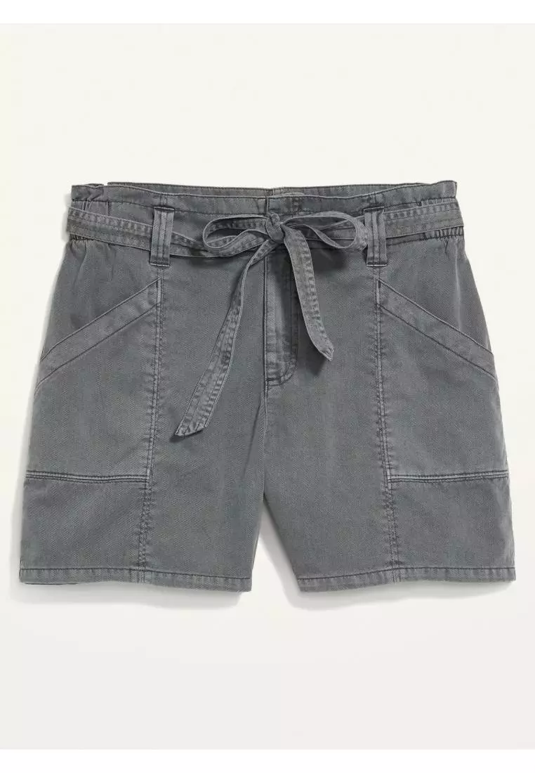 Womens High-Waisted Twill Workwear Shorts -- 4.5-inch inseam