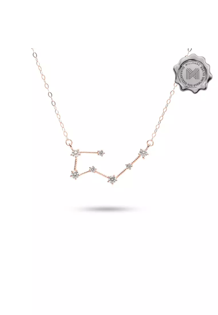 Match The Stars Taurus Constellation Rose Gold Necklace with 925 Sterling Silver