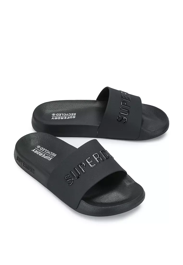 Superdry black sliders hot sale