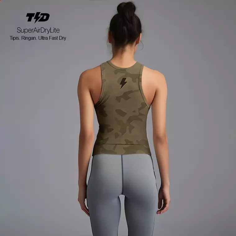 LSC58 Crop Tank Top Olahraga Camo SuperAirDry Lite Warna Mocha Mocca