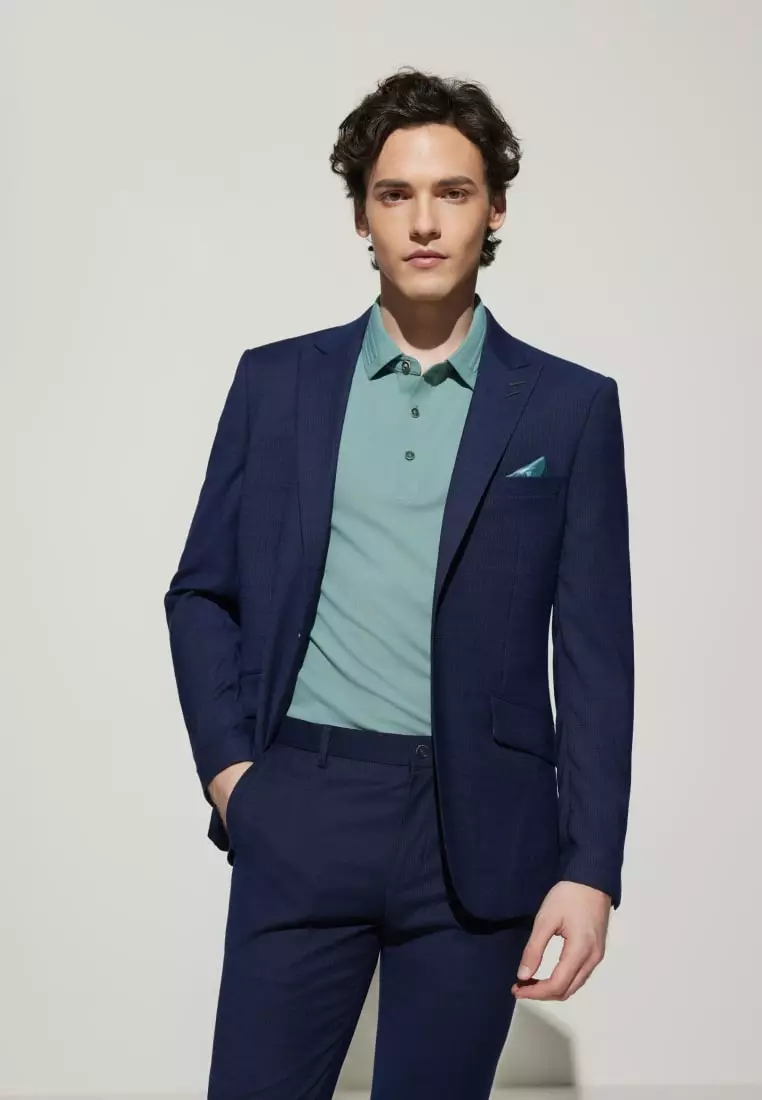 G2000 Multi-Way Stretch Slim Fit Texture Suit Blazer