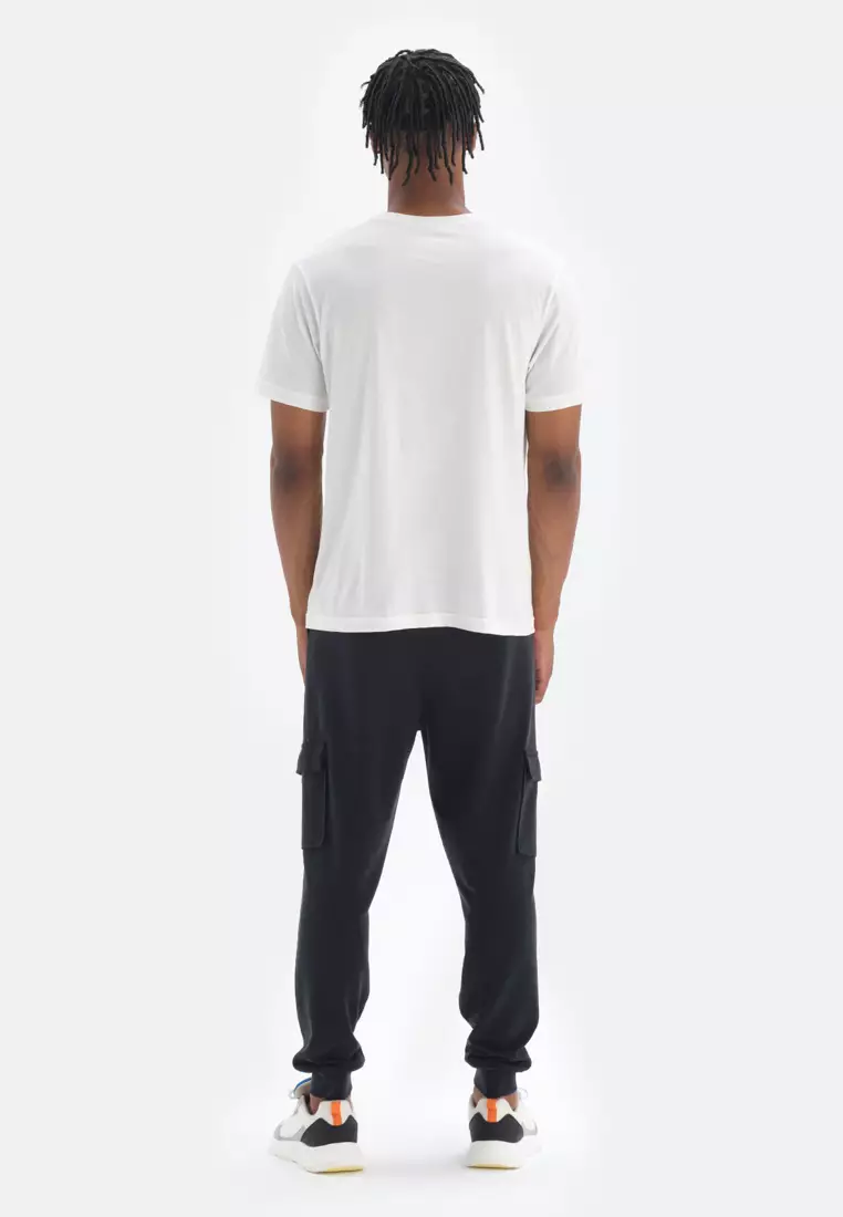 White T-Shirt, Crew Neck, Regular Fit, Loungewear for Men