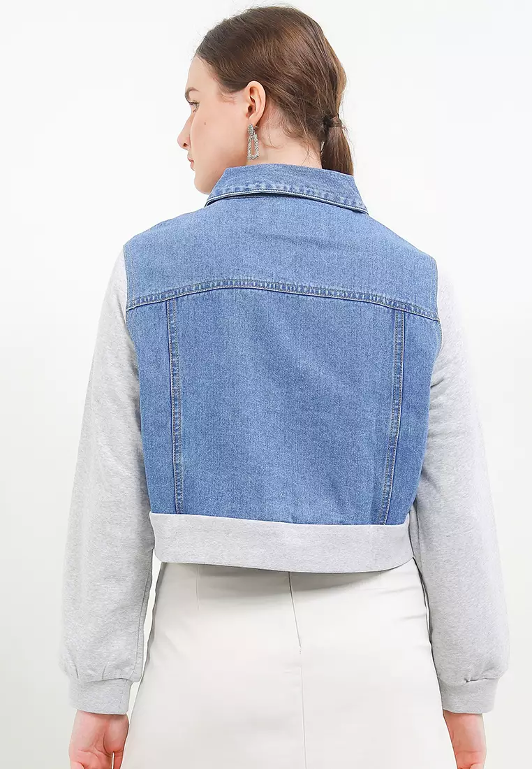 Pp Fansi Denim Jacket With Knit Sleeve