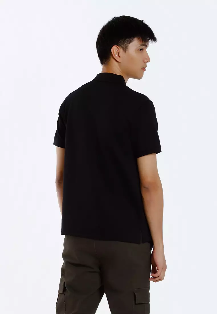 Forest Mens Stretchable Cotton Slim Fit Polo Tee - 23961-01Black