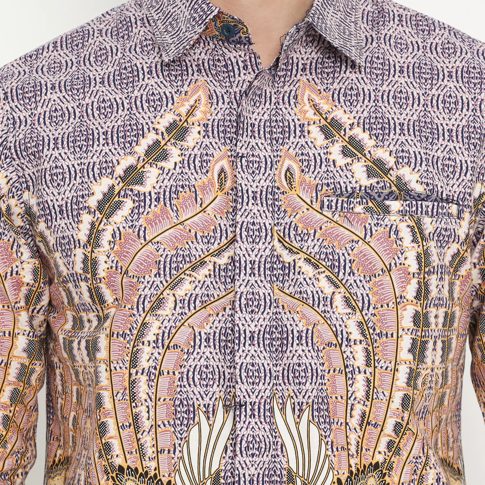 Platini Kemeja Batik Pria Lengan Panjang Katun Ungu 36034