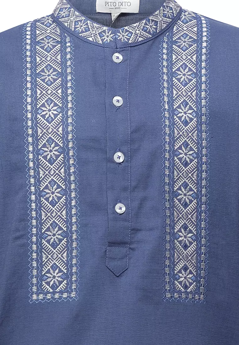 Pito Dito Boy Zaiman Setelan Panjang Koko Anak Navy - Size 14