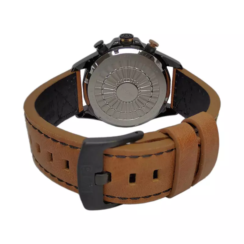 Jam Tangan Pria AVI-8 Hawker Harrier II AV-4065-03 Matador Chronograph Men Black Dial Dark Brown Leather Strap