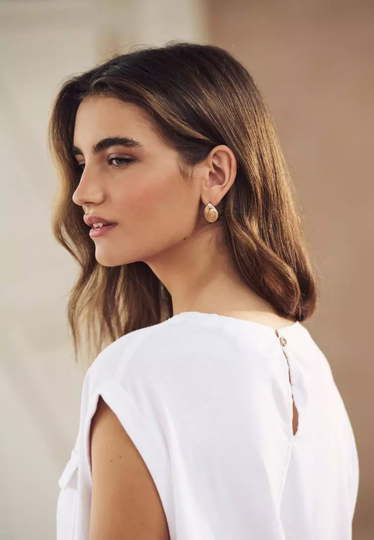 Linen Blend Summer Front Pocket Top