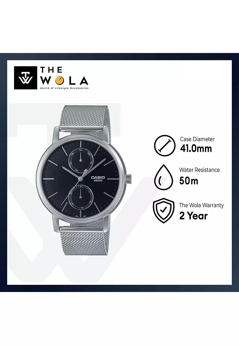 Men's Analog Watch MTP-B310M-1AV Silver Stainless Steel Strap Watch for Men