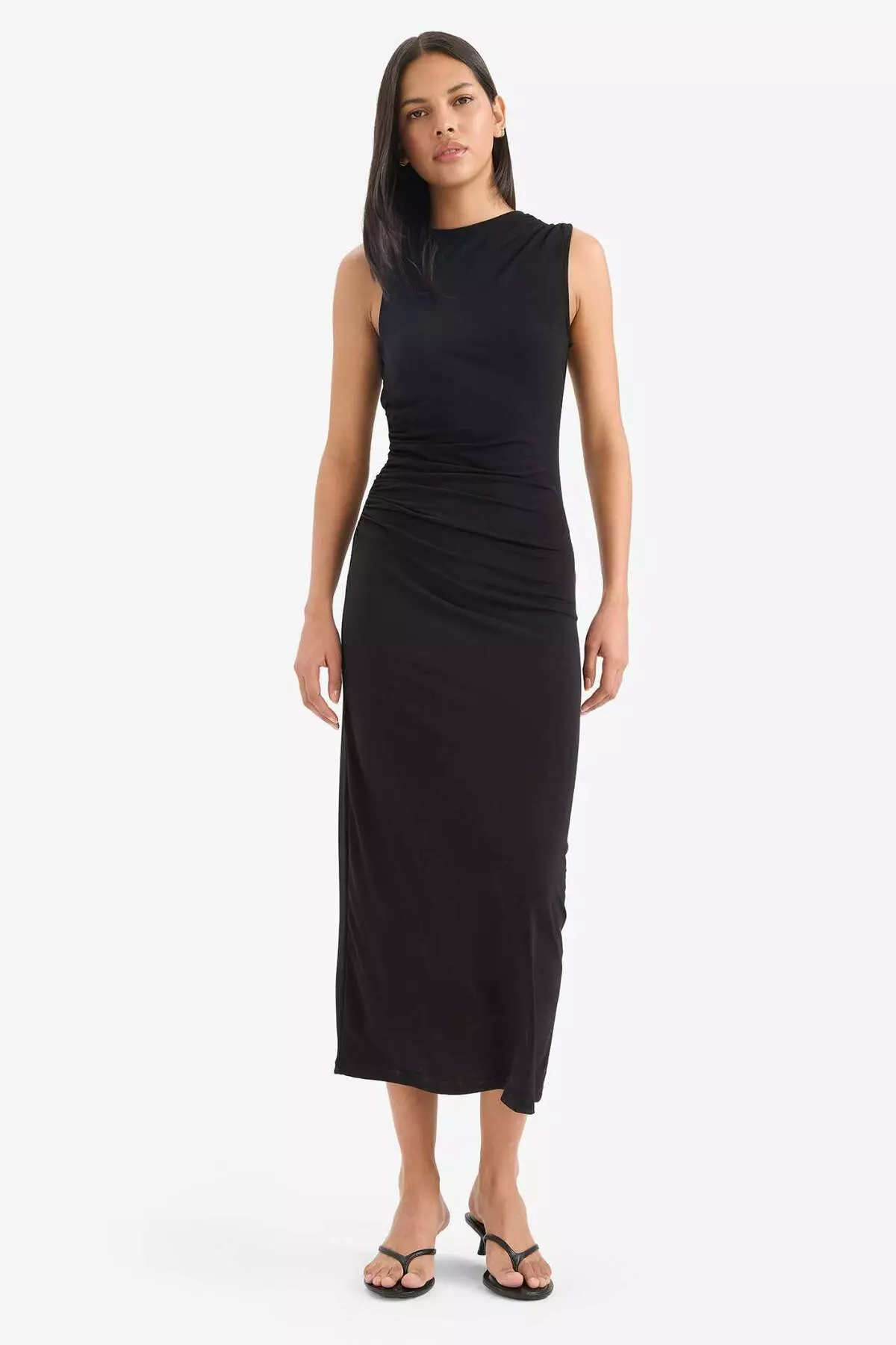 Bodycon Body-Hugging High Neck Basic Plain Sleeveless Maxi Evening Dress F1846Ax25Sm