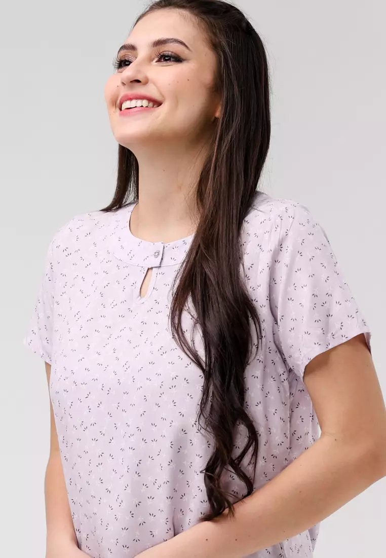 Woven Printed Rayon Short Sleeves Blouse