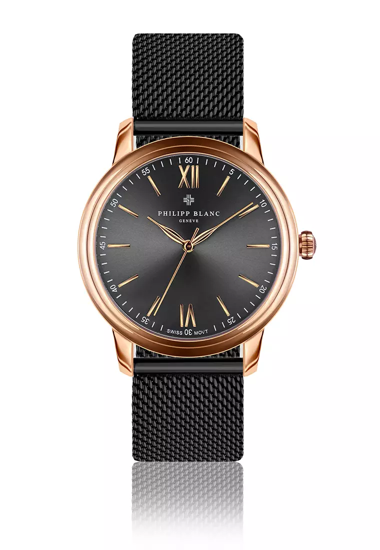 Geneva black clearance and gold watch