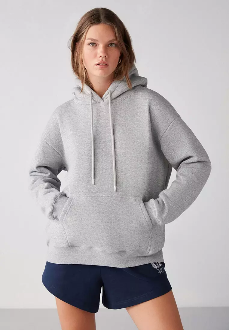 Adel Relaxed Fit Knitted Kangaroo Pocket Hoodie