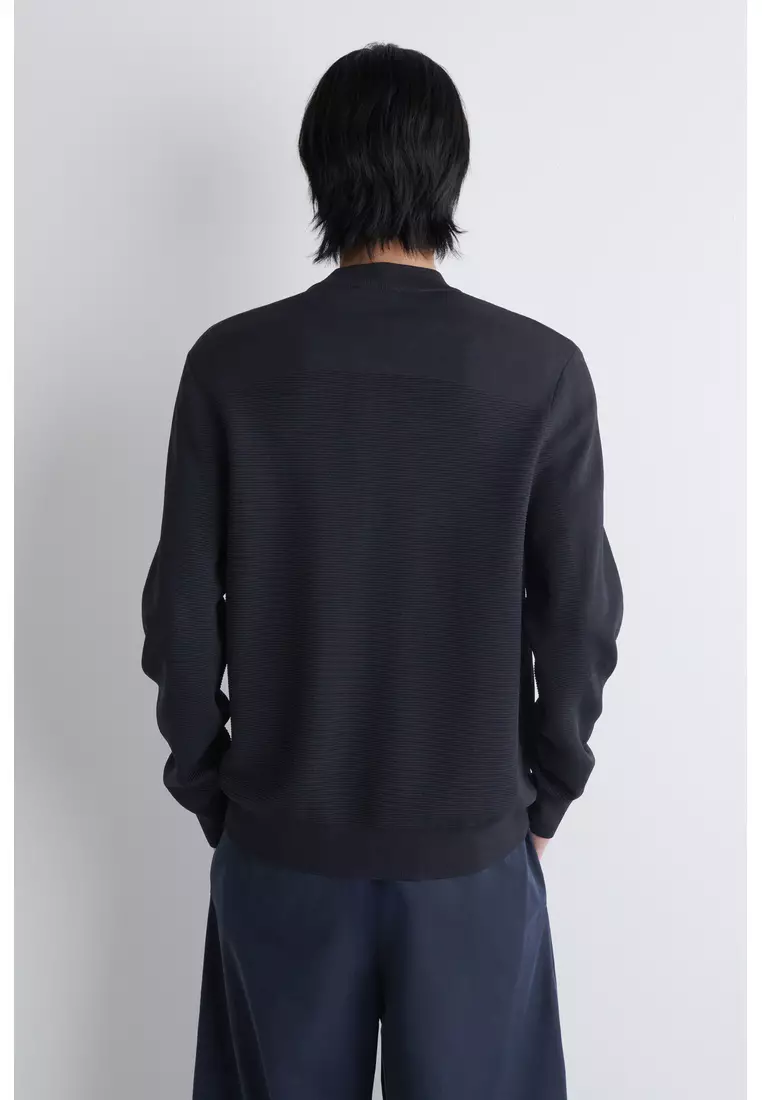 TEXTURED KNITTED BOMBER JACKET