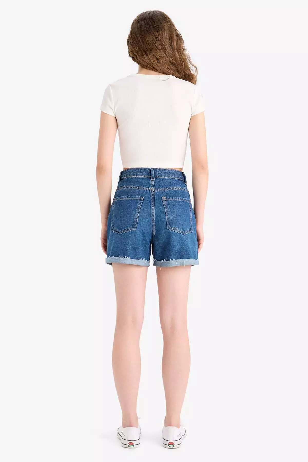 Mom Fit High Waist Folded Leg Fit Jean Shorts E0924Ax25Sm