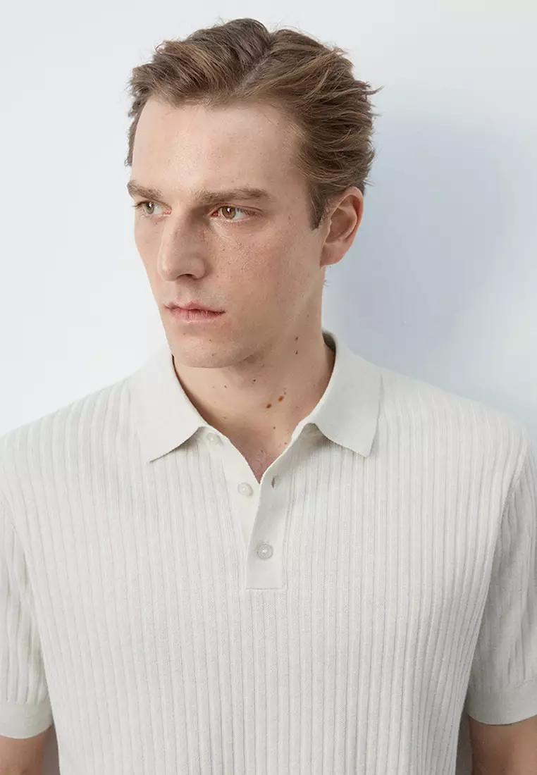 Rib-Knit Cotton-Blend Polo Shirt
