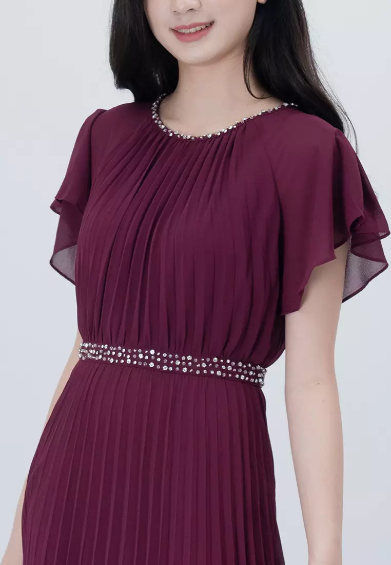 雪纺亮片腰部连衣裙