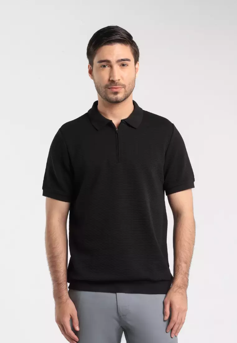 MOC - Kaos Polo Pria Lengan Pendek Caleb - Black