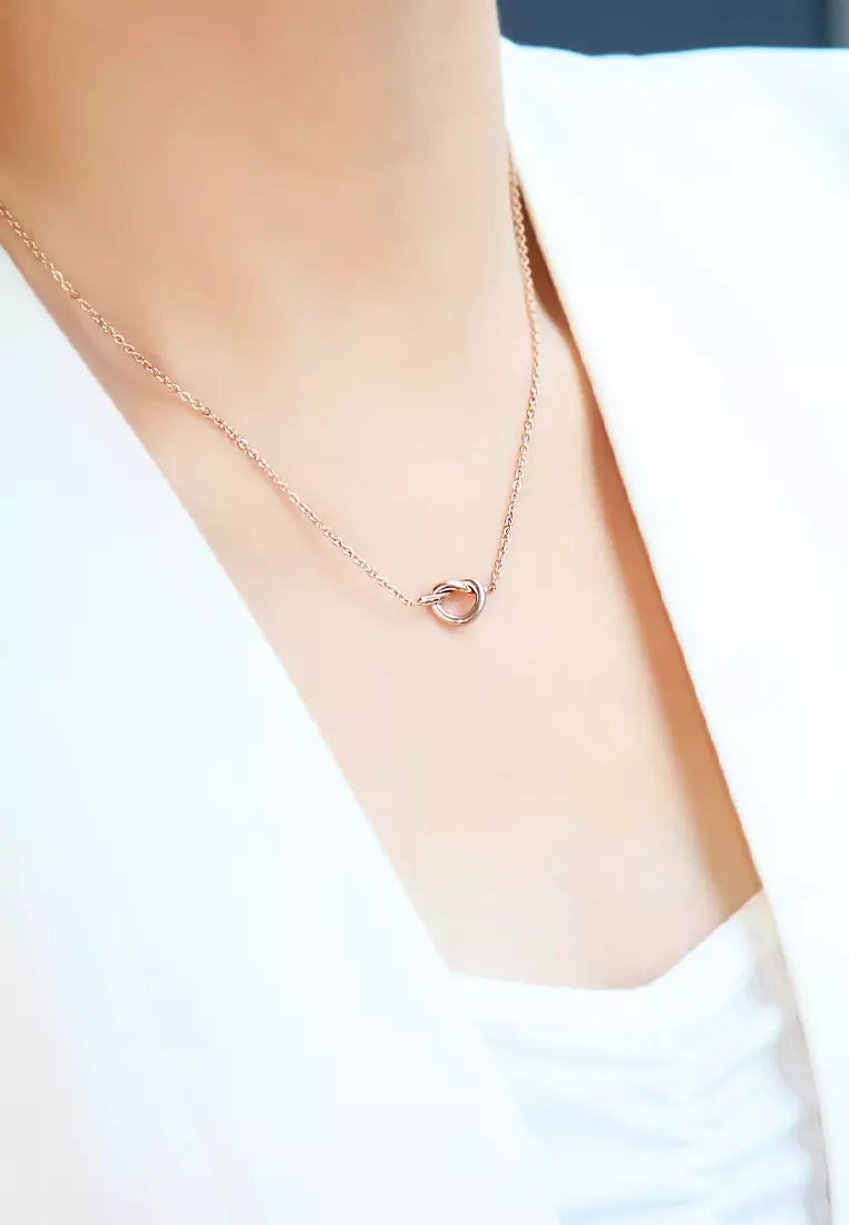 Rose gold sales love knot necklace