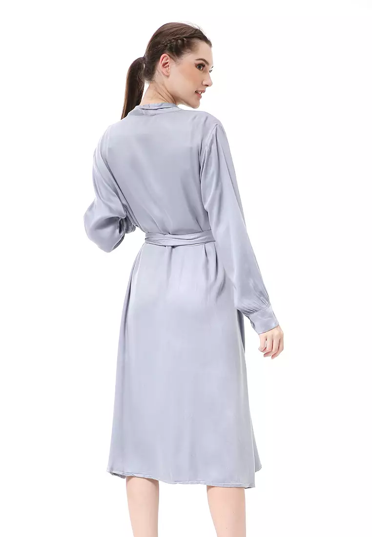 Rachel Dress Wanita Lengan Panjang Busui Frendly Model Stylish Material Cotton Rayon ORIGINAL - Gray