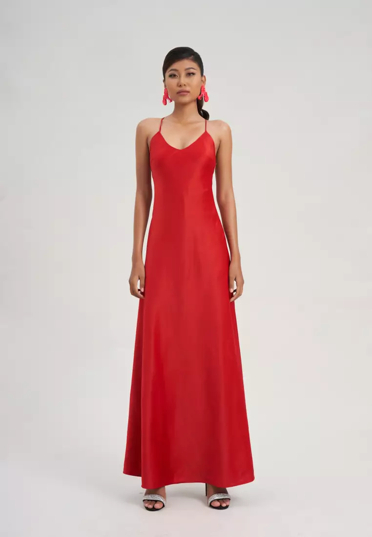 Fashion Solid Halter Sling Maxi Dress Women Elegant Sleeveless