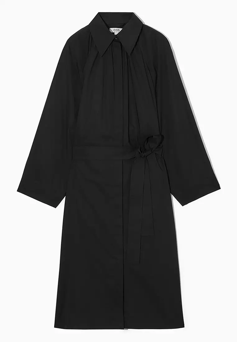 Voluminous Belted Midi Shirt Dress