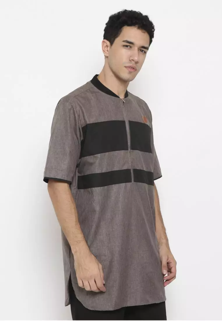 Zayidan Baju Koko Gamis Muslim Pria Zulfan - Cokelat