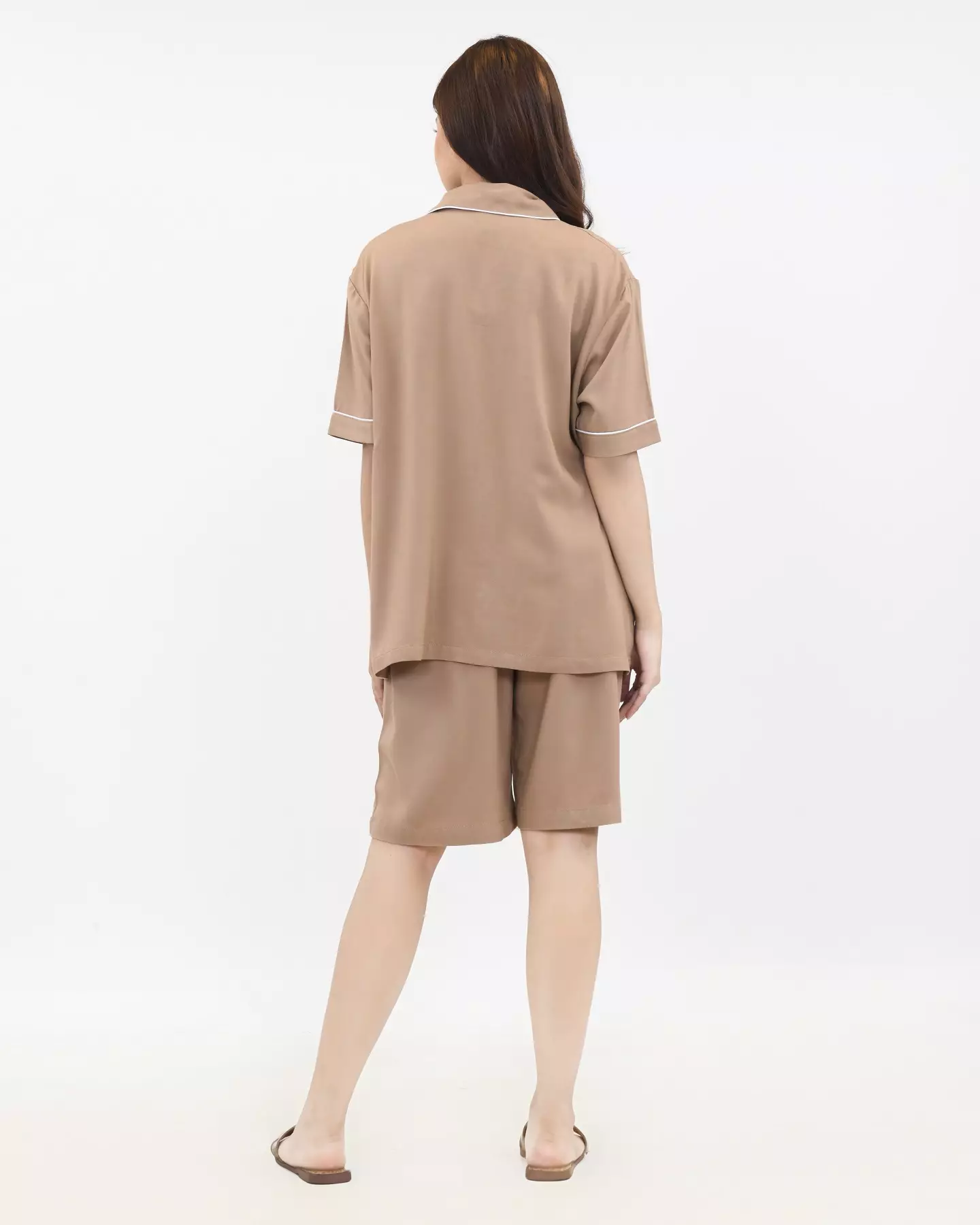 BUNDLING 2 PCS Piyama Couple Basic - COKLAT Pria Wanita Size L-XXL
