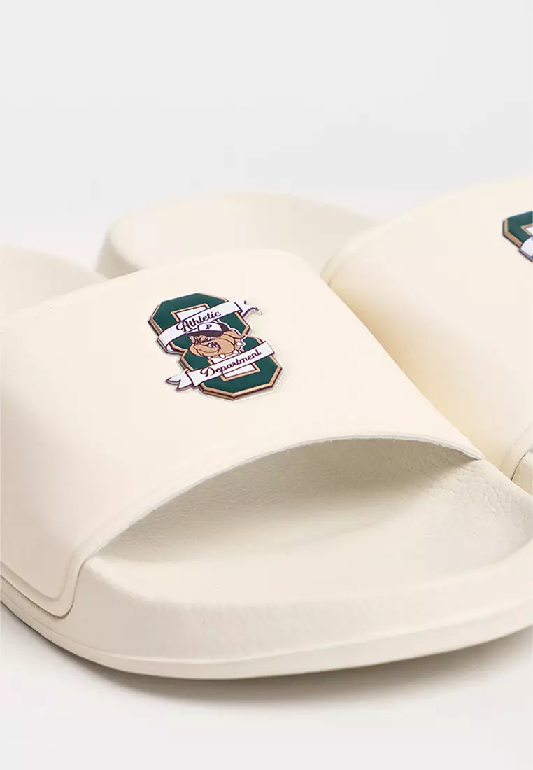 Men's PU One Band Slides with Printed Patch