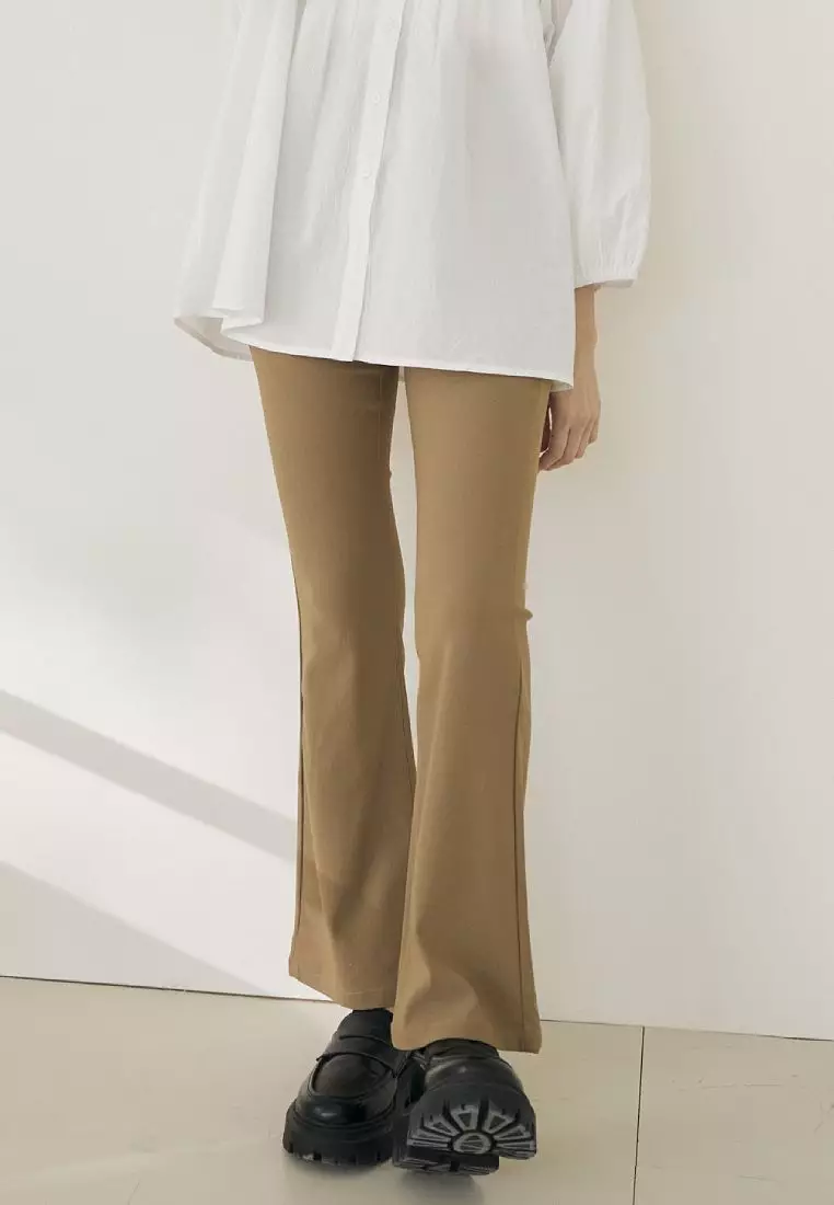 High-Waist Shaping Flared Pants with Stretch Wide Waistband [BA7617]