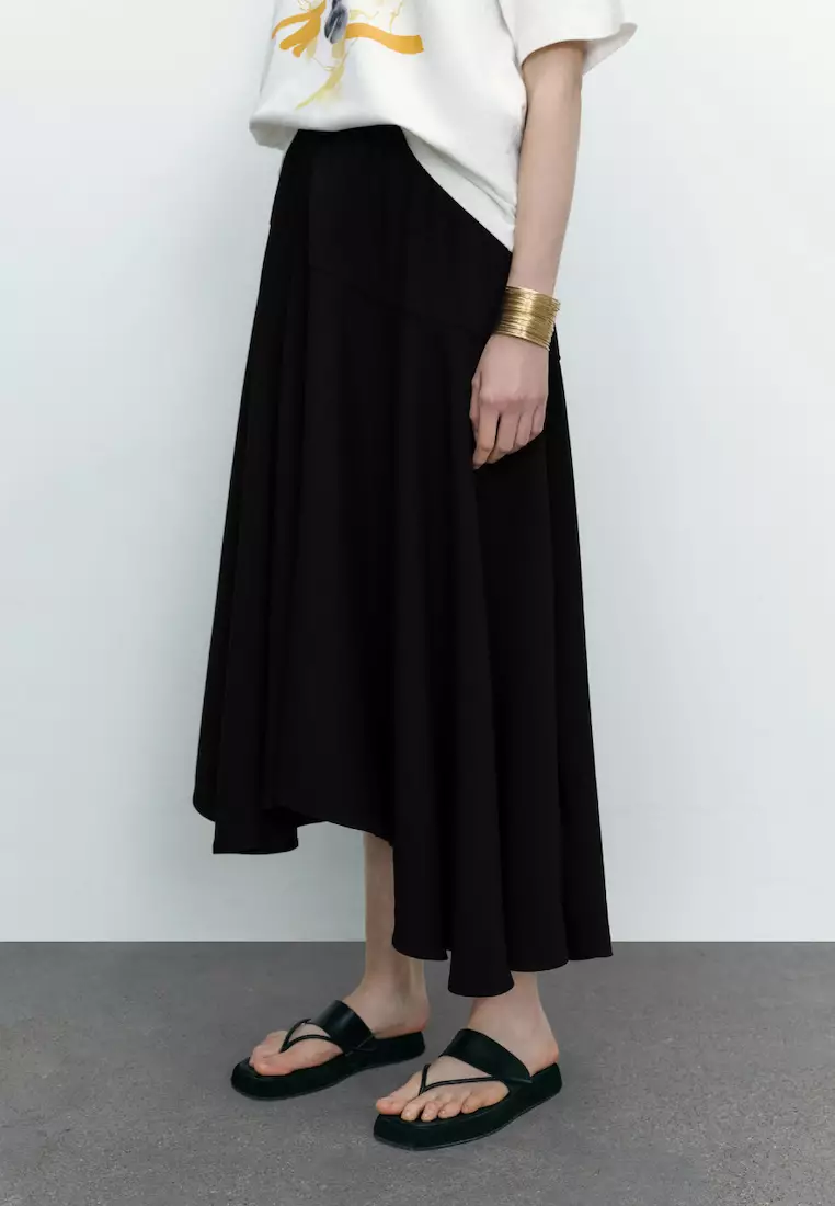 Elastic waist skirt on sale black