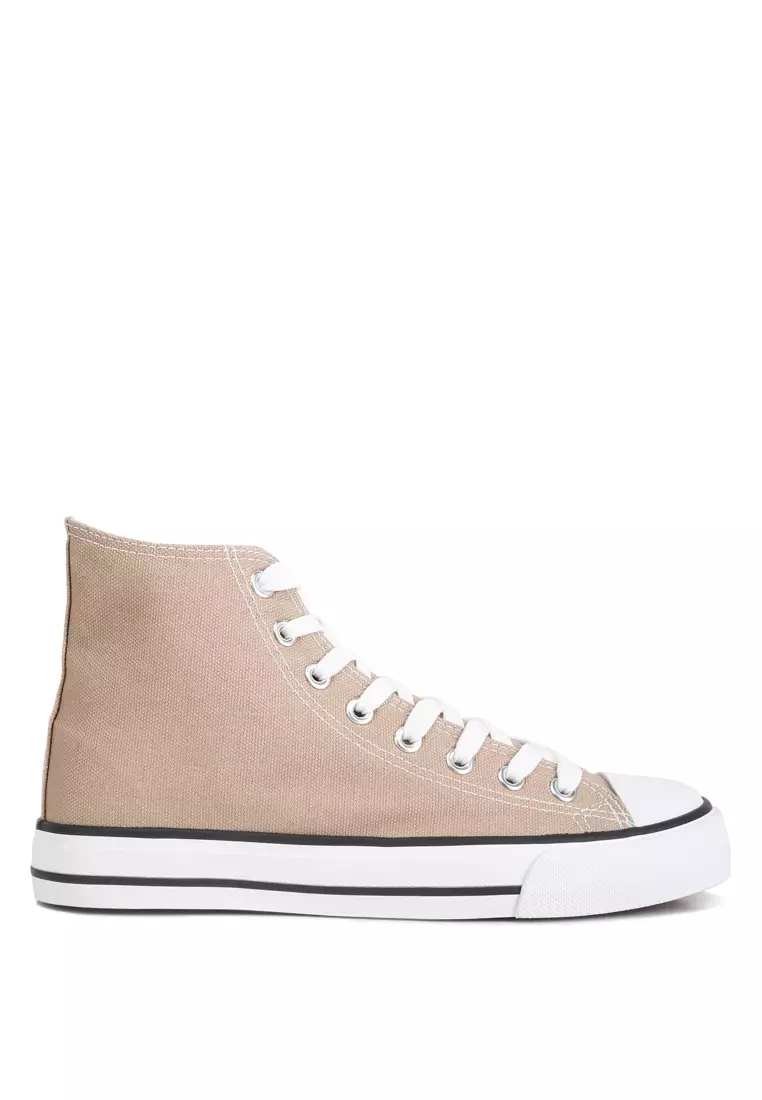 Discount on London Rag  shoes - SKU: Beige High Top Basketball Canvas Sneakers