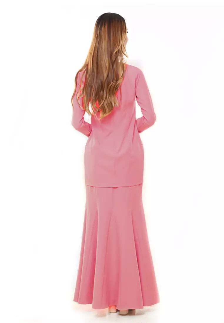 Rina Basic Kurung 6 Panels Flare skirt  in Peach Pink