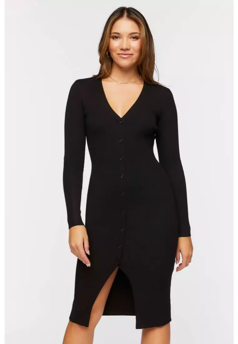 Button front midi shop dress forever 21