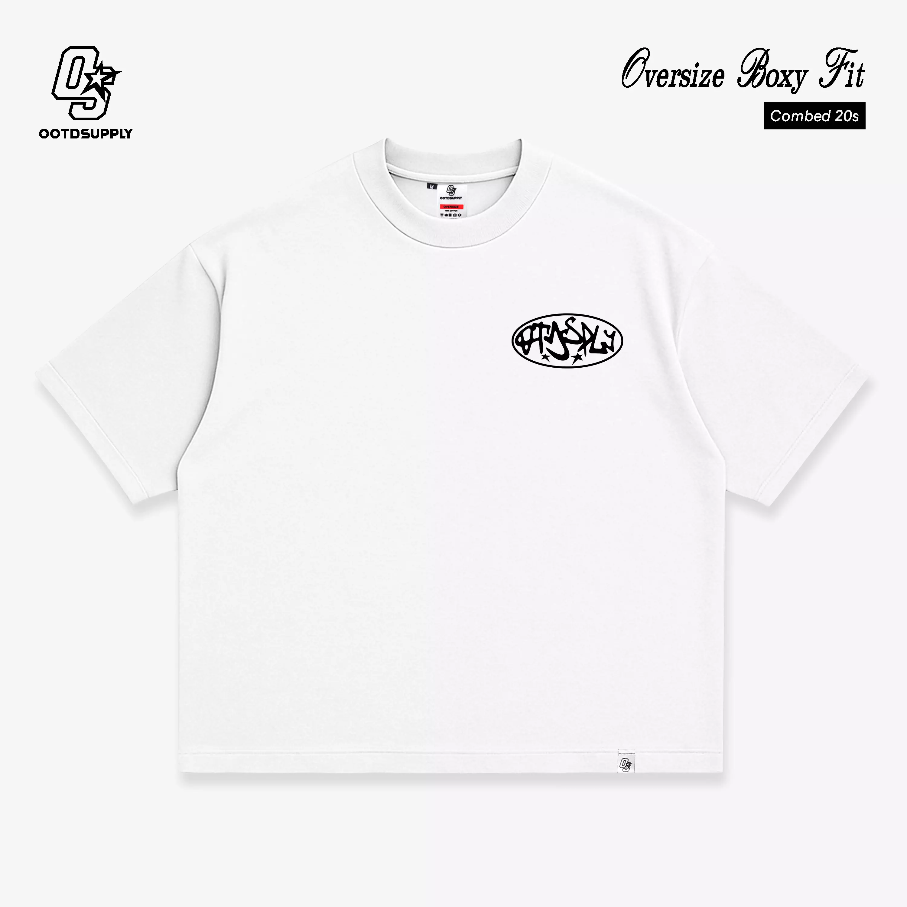 OOTDSUPPLY Boxy Fit Oversize Circle White l Tshirt Boxyfit l Kaos Boxy OVZBX037