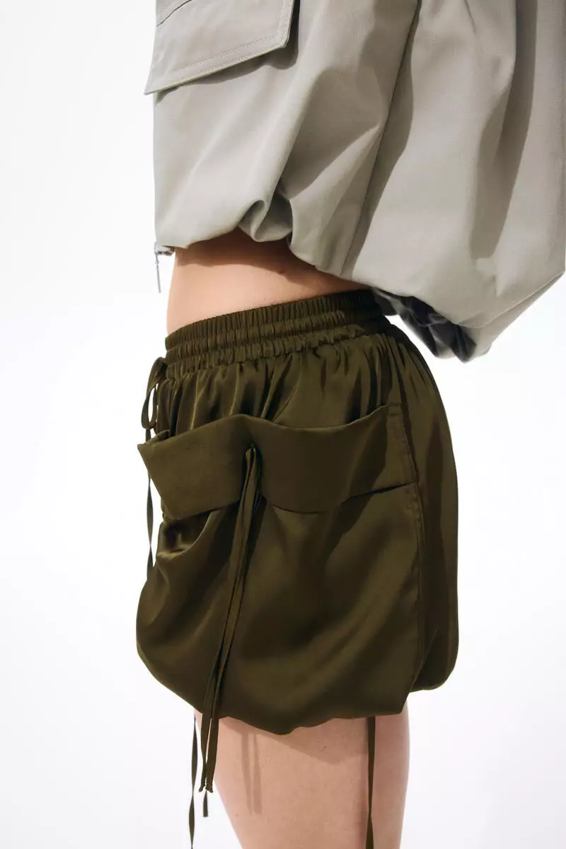 Satin cargo shorts