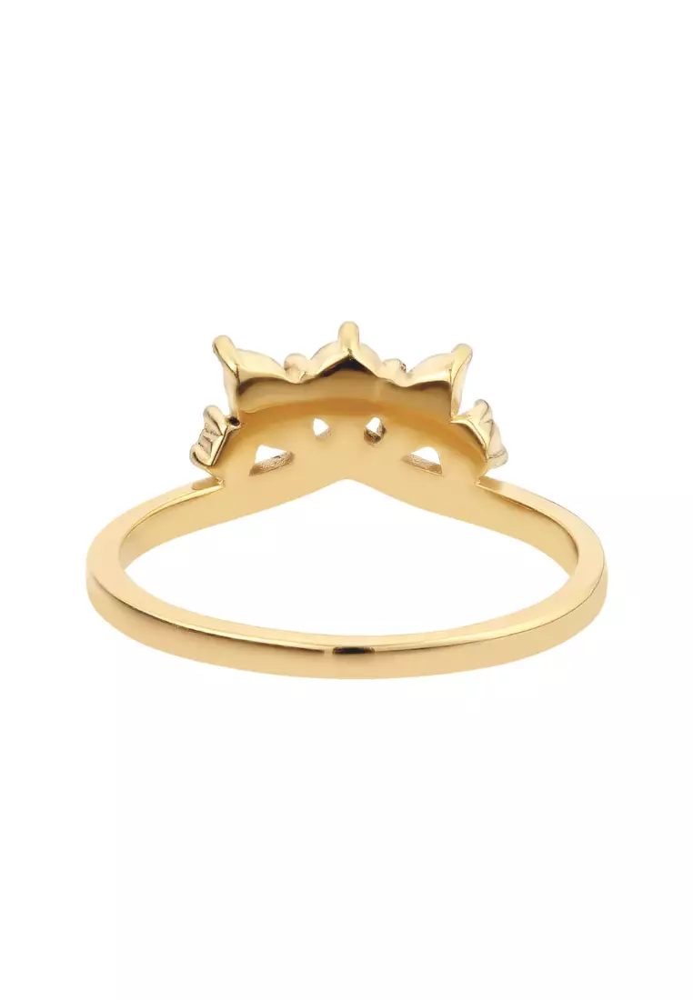 Buy ELLI GERMANY Sparkling Swarovski® Crystals Crown Ring – Gold-Plated ...