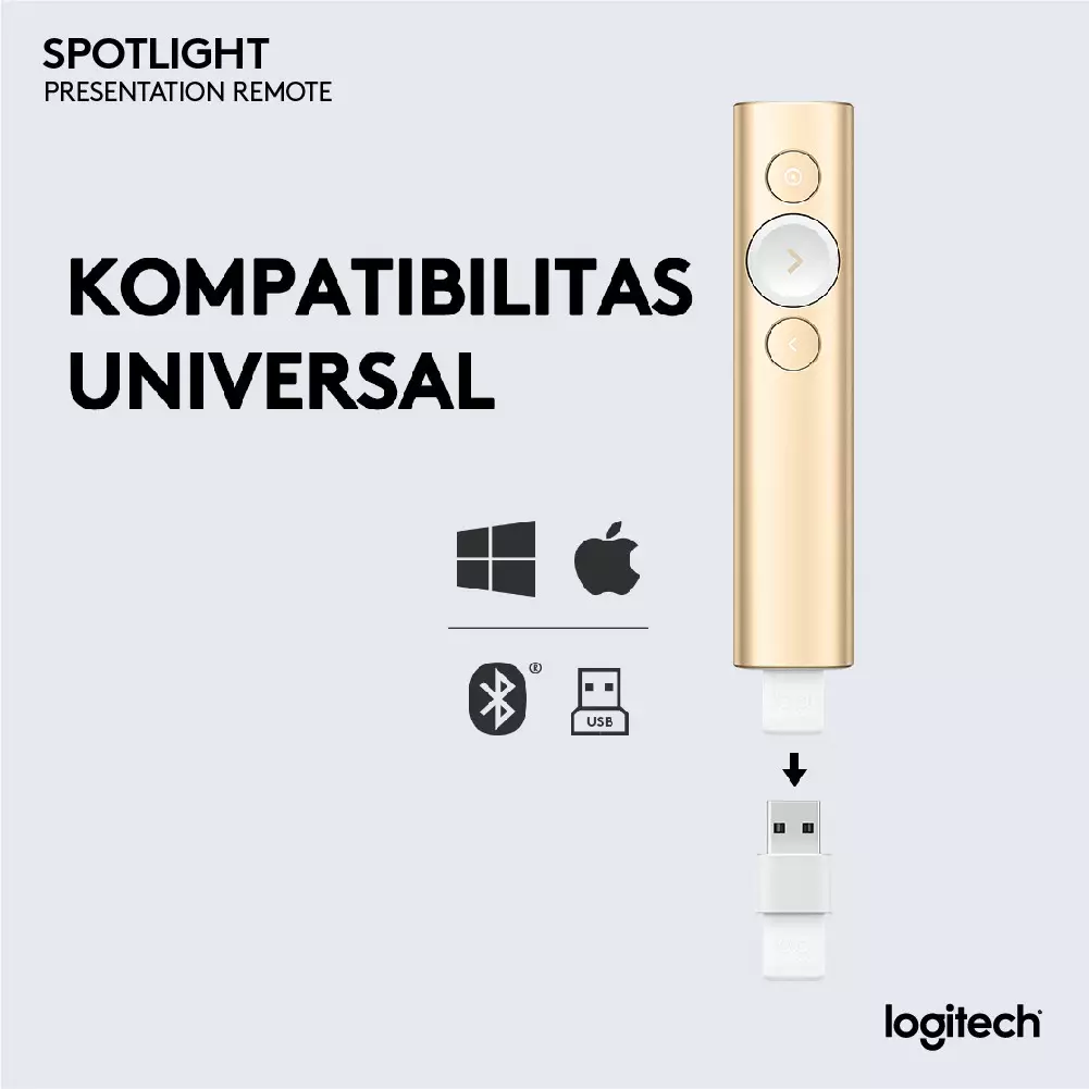 Jual Logitech Logitech Spotlight Pointer Presenter Advanced Wireless / Bluetooth Gold Original