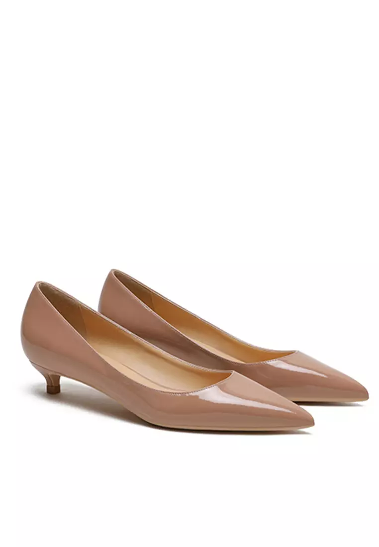 3CM Patent Pointed Kitten Heels Pumps HZL130