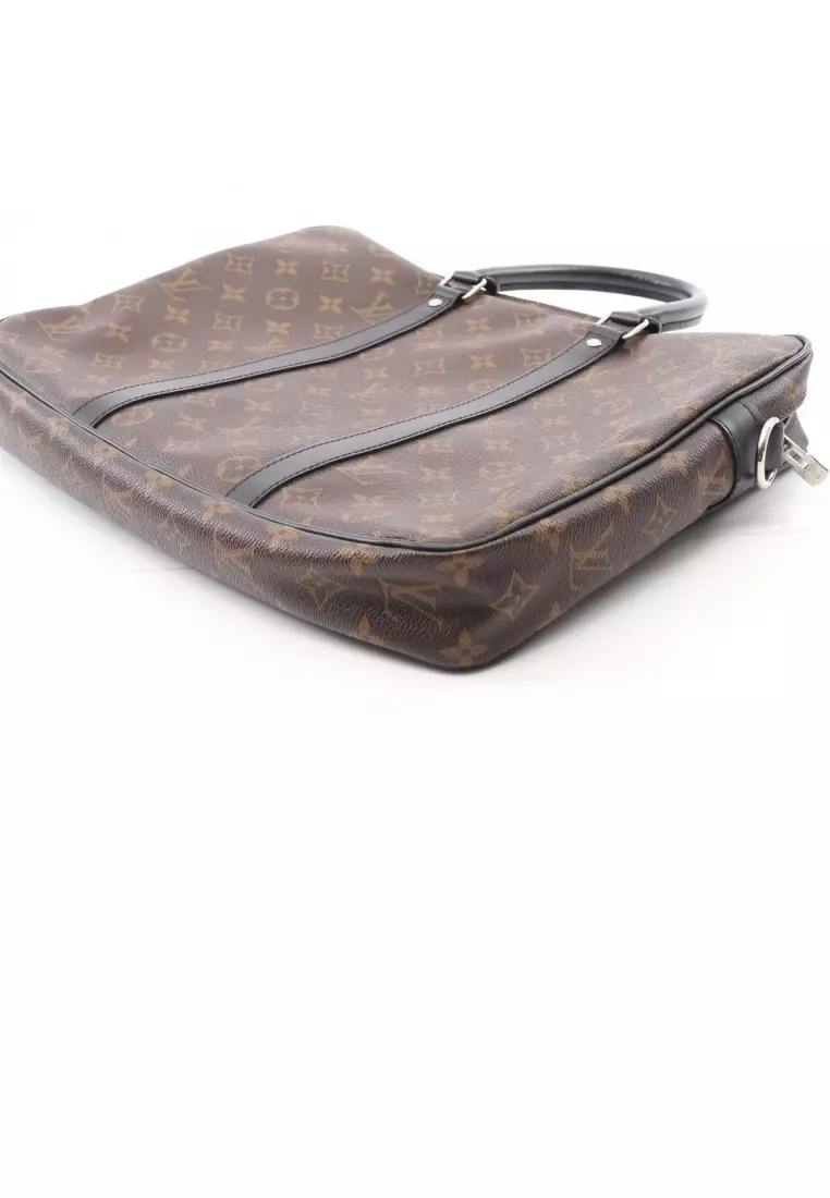 Pre-Loved Louis Vuitton PDV PM monogram macassar Briefcase Business bag PVC leather Brown black 2WAY