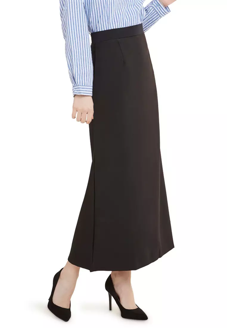 Plain Maxi Skirt Rok Polos Span Panjang Bawahan Wanita Premium Quality - Black