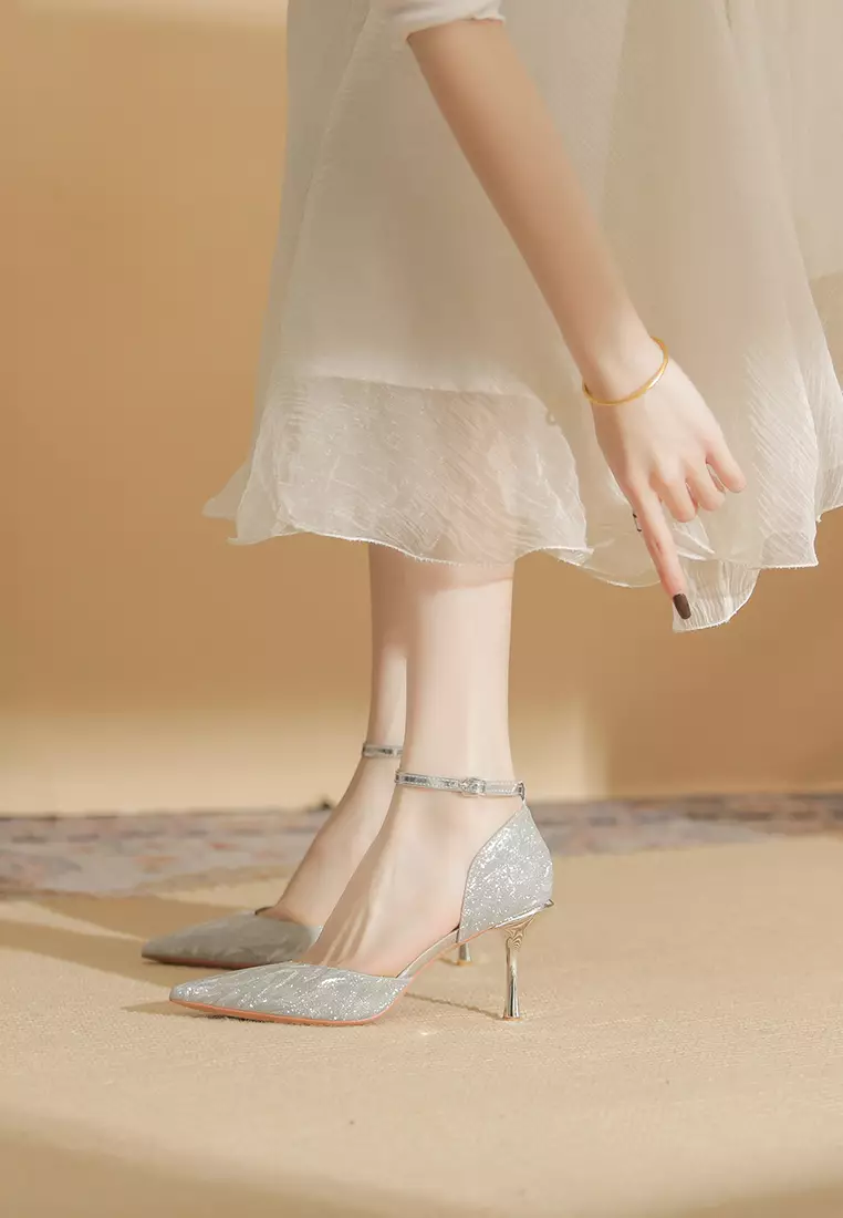 8CM Pointed Ankle Strap High Heel IF82317