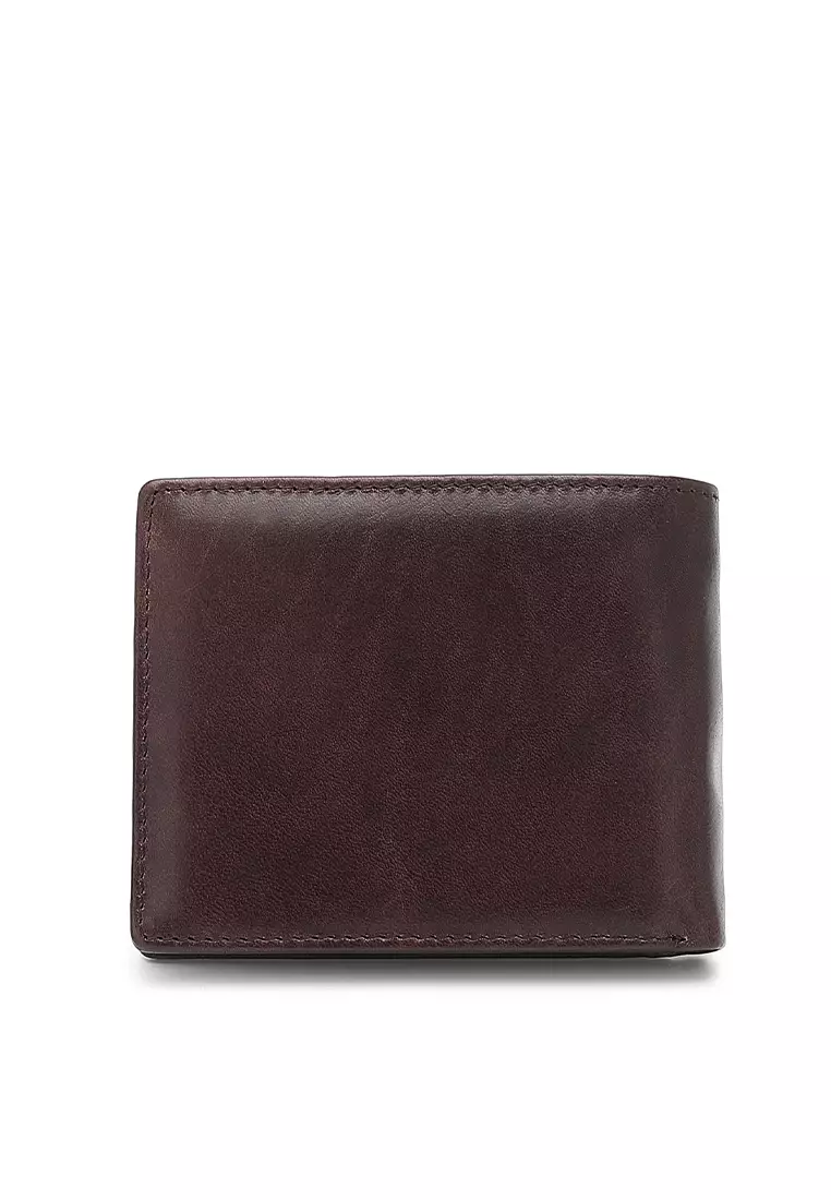 Genuine Leather RFID Short Wallet - Brown